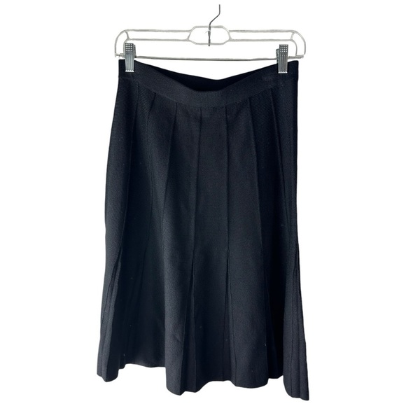 St. John Basics Pleated Knit Black Midi Skirt Size 6 - Picture 1 of 4